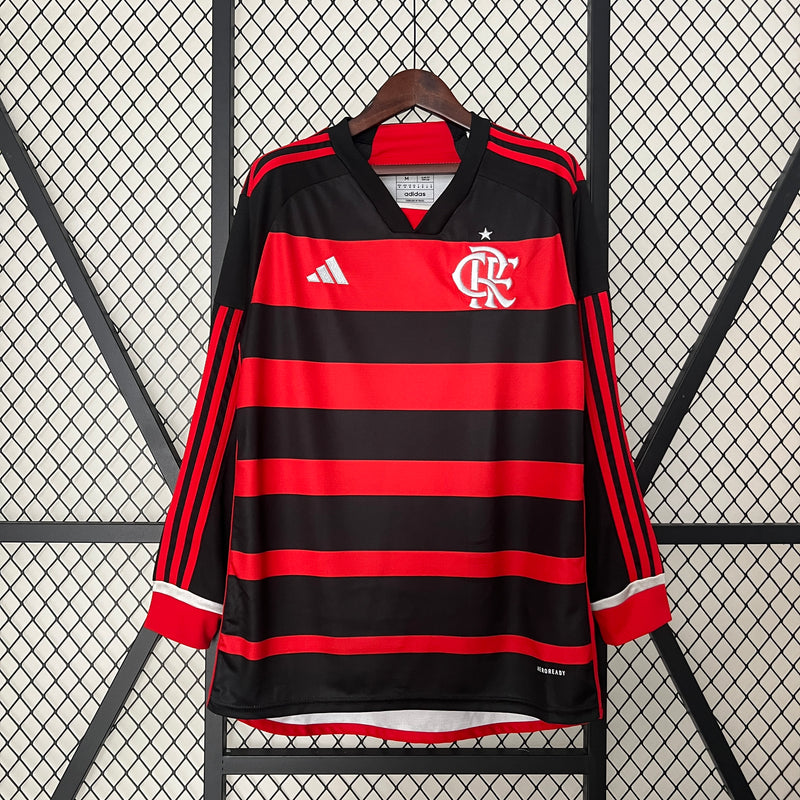 CAMISOLA MANGA LONGA DO FLAMENGO24/25 VERMELHO E PRETO