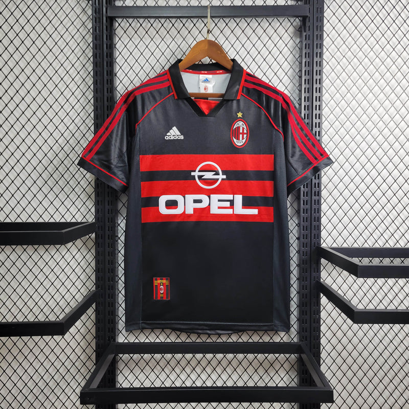 CAMISA RETRÔ DO MILAN 98/99 PRETO E VERMELHO