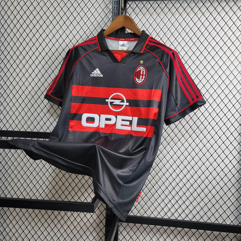 CAMISA RETRÔ DO MILAN 98/99 PRETO E VERMELHO